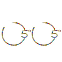 60MM FIVE DEGREES CRYSTAL RHINESTONE PAVE OPEN HOOP STATEMENT EARRINGS