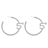 60MM FIVE DEGREES CRYSTAL RHINESTONE PAVE OPEN HOOP STATEMENT EARRINGS