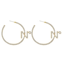 60MM N DEGREES CRYSTAL RHINESTONE PAVE OPEN HOOP STATEMENT EARRINGS