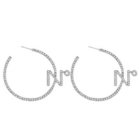 60MM N DEGREES CRYSTAL RHINESTONE PAVE OPEN HOOP STATEMENT EARRINGS
