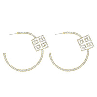 60MM RHINESTONE GREEK SYMBOL HOOP EARRINGS