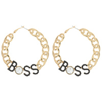 RHINESTONE PAVE BOSS HOOP EARRINGS