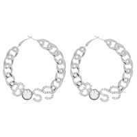 RHINESTONE PAVE BOSS HOOP EARRINGS