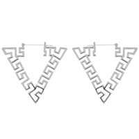 60MM TRIANGLE ANCIENT GREEK KEY HOOP EARRINGS