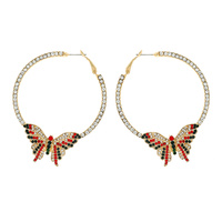 60MM RHINESTONE HOOP WITH BUTTERFLY EARRINGS