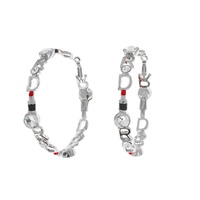 80MM LARGE CRYSTAL RHINESTONE FASHIONISTA LIPSTICK HOOP EARRINGS