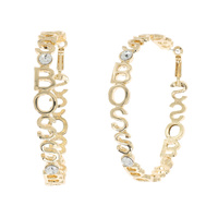 75MM BOSS DESIGNER LOOK HOOP EARRINGS