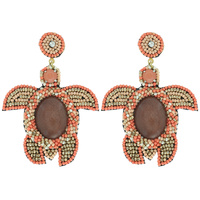 SEA TURTLE NATURAL STONE SEED BEAD, BEADED DROP EARRINGS