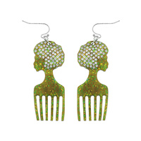 AFRO HAIR PICK COMB DANGLE EARRINGS