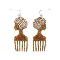 AFRO HAIR PICK COMB DANGLE EARRINGS