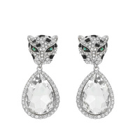 PUMA PANTHER WITH TEARDROP GEM DANGLE EARRINGS