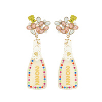 2022 NEW YEAR CELEBRATION / CHEERS CHAMPAGNE BOTTLE DANGLE EARRINGS