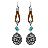 WESTERN SUEDE LOOP CONCHO DANGLE EARRINGS