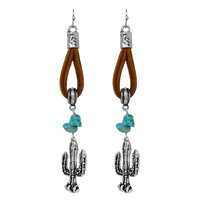 WESTERN SUEDE LOOP CACTUS DANGLE EARRINGS