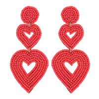 Valentine's Day Seed Bead Dangled Post ER - Heart