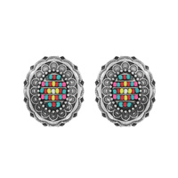 WESTERN CONCHO WITH SEED BEAD STUD EARRINGS