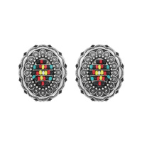 WESTERN CONCHO WITH SEED BEAD STUD EARRINGS