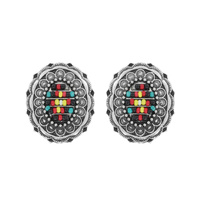 WESTERN CONCHO WITH SEED BEAD STUD EARRINGS