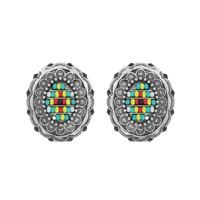 WESTERN CONCHO WITH SEED BEAD STUD EARRINGS