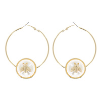 LARGE HOOP EARRINGS  WITH HONEY BEE PEARL CASTING ACCENT