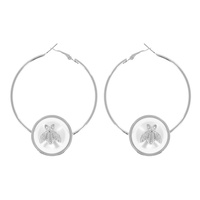 LARGE HOOP EARRINGS  WITH HONEY BEE PEARL CASTING ACCENT