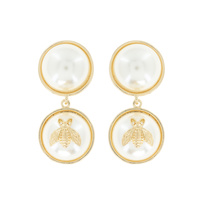 DOUBLE PEARL DANGLE EARRINGS WITH HONEY BEE PEARL CASTING ACCENT