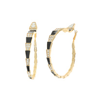 EPOXY AND MULTICOLOR CRYSTAL RHINESTONES SNAKE DESIGN LARGE STATEMENT HOOP EARRINGS