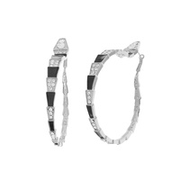 EPOXY AND MULTICOLOR CRYSTAL RHINESTONES SNAKE DESIGN LARGE STATEMENT HOOP EARRINGS