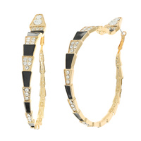 EPOXY AND MULTICOLOR CRYSTAL RHINESTONES SNAKE DESIGN LARGE STATEMENT HOOP EARRINGS