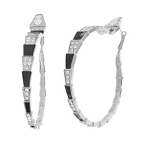 EPOXY AND MULTICOLOR CRYSTAL RHINESTONES SNAKE DESIGN LARGE STATEMENT HOOP EARRINGS