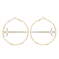 PAVE SCISSOR ACCENT CRYSTAL RHINESTONE STATEMENT HOOP EARRINGS