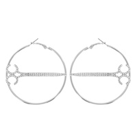 PAVE SCISSOR ACCENT CRYSTAL RHINESTONE STATEMENT HOOP EARRINGS