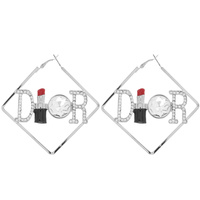 RHINESTONE LETTER DR WITH LIPSTICK AND HEART HOOP EARRINGS HOOPS