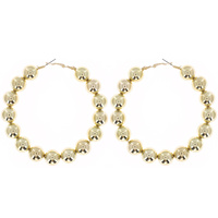 METAL BEADED STATEMENT LARGE HOOP EARRINGS