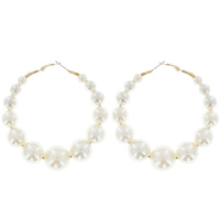 CLASSIC BRIDAL BEADED PEARL HOOP EARRINGS