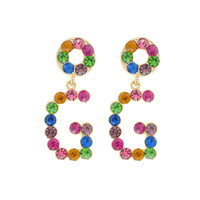 "G" DANGLING RHINESTONE EARRING