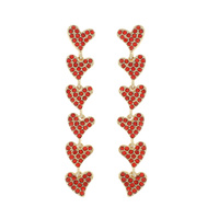 RED RHINESTONE HEART DROP EARRINGS