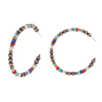 WESTERN NAVAJO PEARL MUTI-COLOR BEADED HALF HOOP EARRINGS