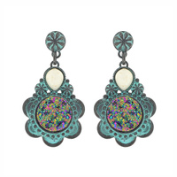 WESTERN TEXTURED DRUZY STONE DROP EARRINGS