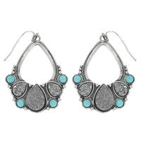 WESTERN TEXTURED DRUZY STONE DROP EARRINGS