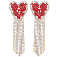 RHINESTONE HEART TASSLE EARRINGS