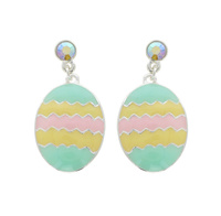 AB RHINESTONE MULTICOLOR ENAMEL EASTER EGG DANGLE EARRINGS