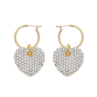 VALENTINE'S DAY BABY HOOP EARRINGS WITH RHINESTONE PAVE HEART CHARM