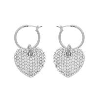 VALENTINE'S DAY BABY HOOP EARRINGS WITH RHINESTONE PAVE HEART CHARM