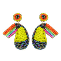 TOUCAN SEED BEAD EMBELLISHED DROP EARRINGS