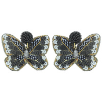 SEQUIN SEED BEAD MULTICOLOR BUTTERFLY DROP EARRING - TRENDY FASHION JEWELRY