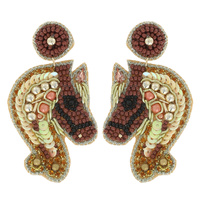 SEED BEAD GEM PEARL EMBELLISHED MULTICOLORED UNICORN DROP EARRINGS