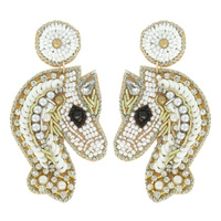 SEED BEAD GEM PEARL EMBELLISHED MULTICOLORED UNICORN DROP EARRINGS