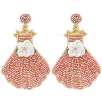 BEAD AND SEQUIN EMBELLISHED HANGING BRIDAL BOUQUET DRESS DROP EARRINGS