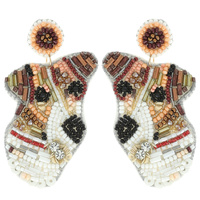 PET PARENT BEAGLE BEAD RHINESTONE MULTI-BEAD EMBELLISHED DOG DROP EARRINGS